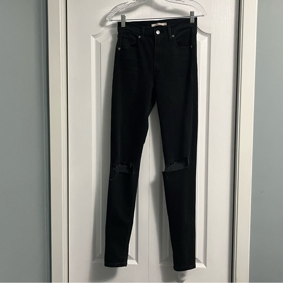 LEVIS Mile High Super Skinny ripped black denim jeans women’s size 26 high rise - Picture 1 of 15
